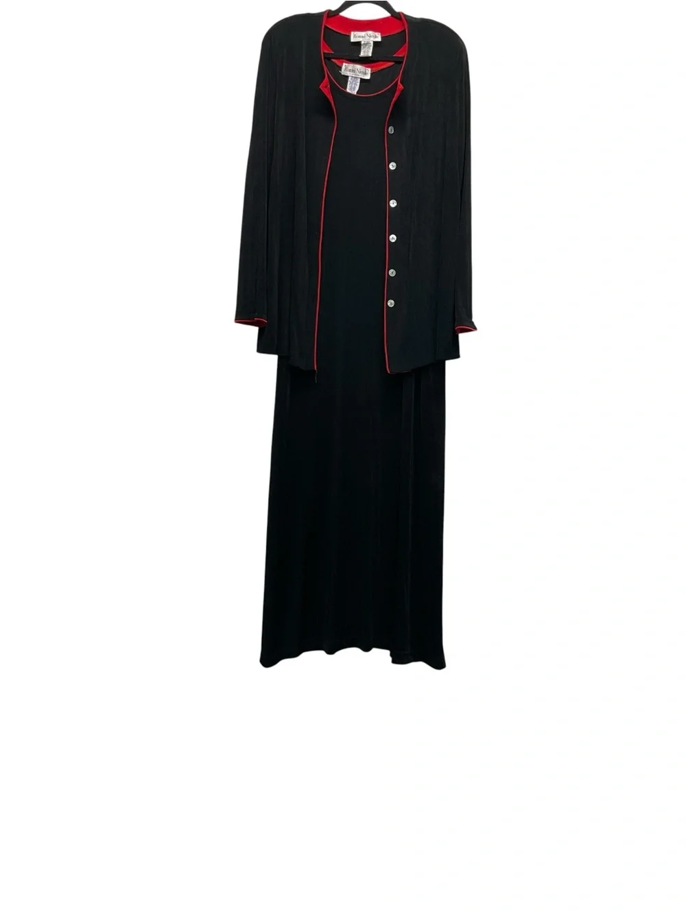 Ronni Nicole VTG 2-piece set Black maxi dress and a matching cardigan Size 16